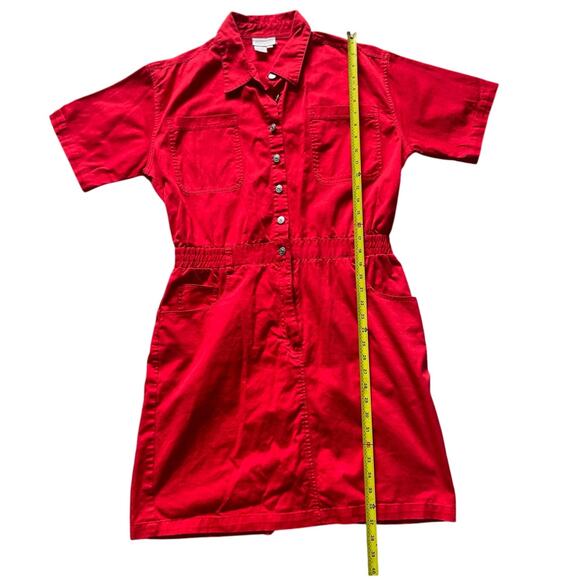 Womens/Teen Red Denim Utility Dress Size Medium Cotton Vintage California Style - Picture 7 of 7